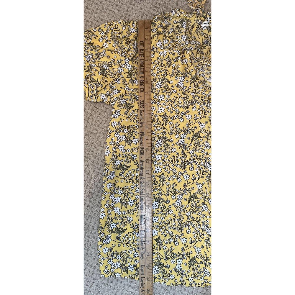 MAX STUDIO Women’s M Polyester Blouse Yellow Floral Polyester - Picture 7 of 7